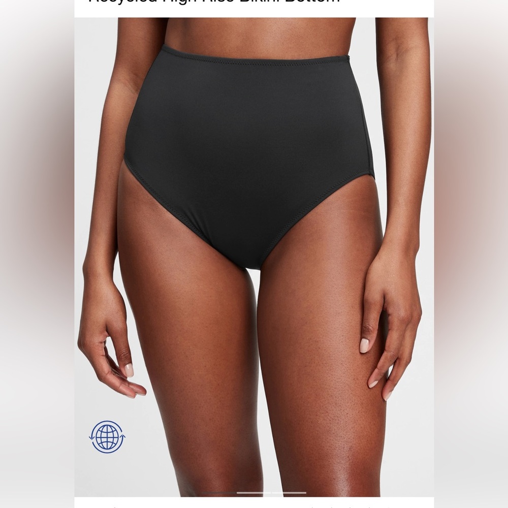High rise black swim bottoms